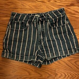 Striped Denim Women's Shorts